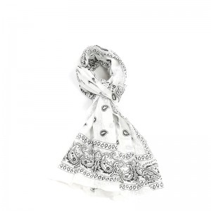 Écharpe blanc coton bandana 70 x 180