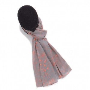 Écharpe gris orange imprimé fluo 50 x 180