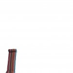 Écharpe noir multicolore rayée maille acrylique + franges 20 x 197