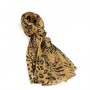 Étole camel foncé noir coton léopard torsadée 110 x 180