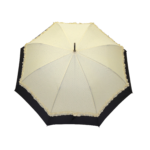 Parapluie droit femme automatique froufrou écru et noir
