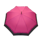 Parapluie droit femme automatique froufrou fuchsia et noir
