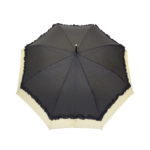 Parapluie droit femme automatique froufrou noir et écru