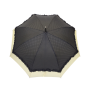 Parapluie droit femme automatique froufrou noir et écru