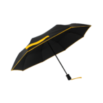 Parapluie pliant femme automatique noir petite bordure jaune