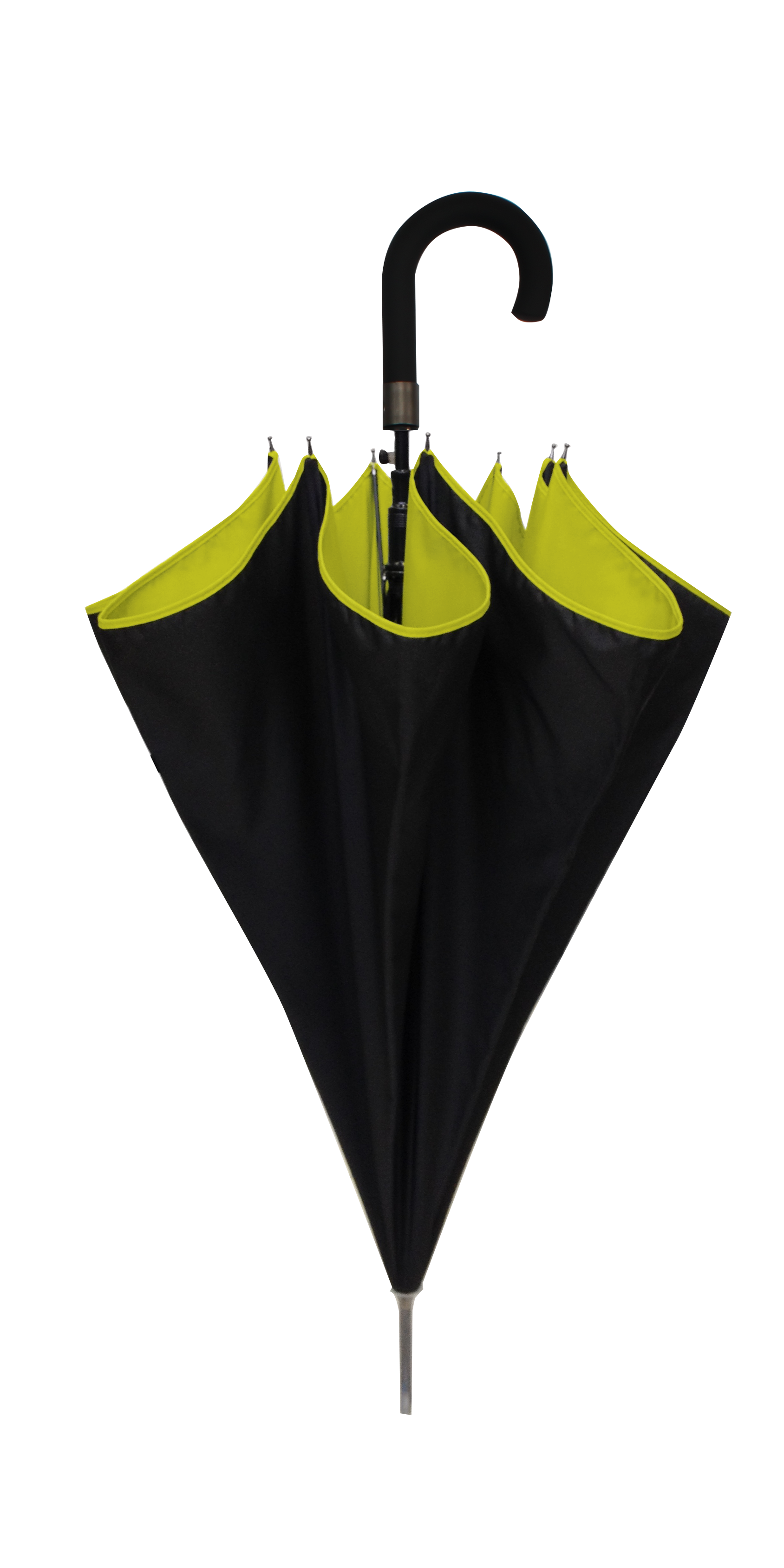 Parapluie Canne Auto Pois Noir/Jaune