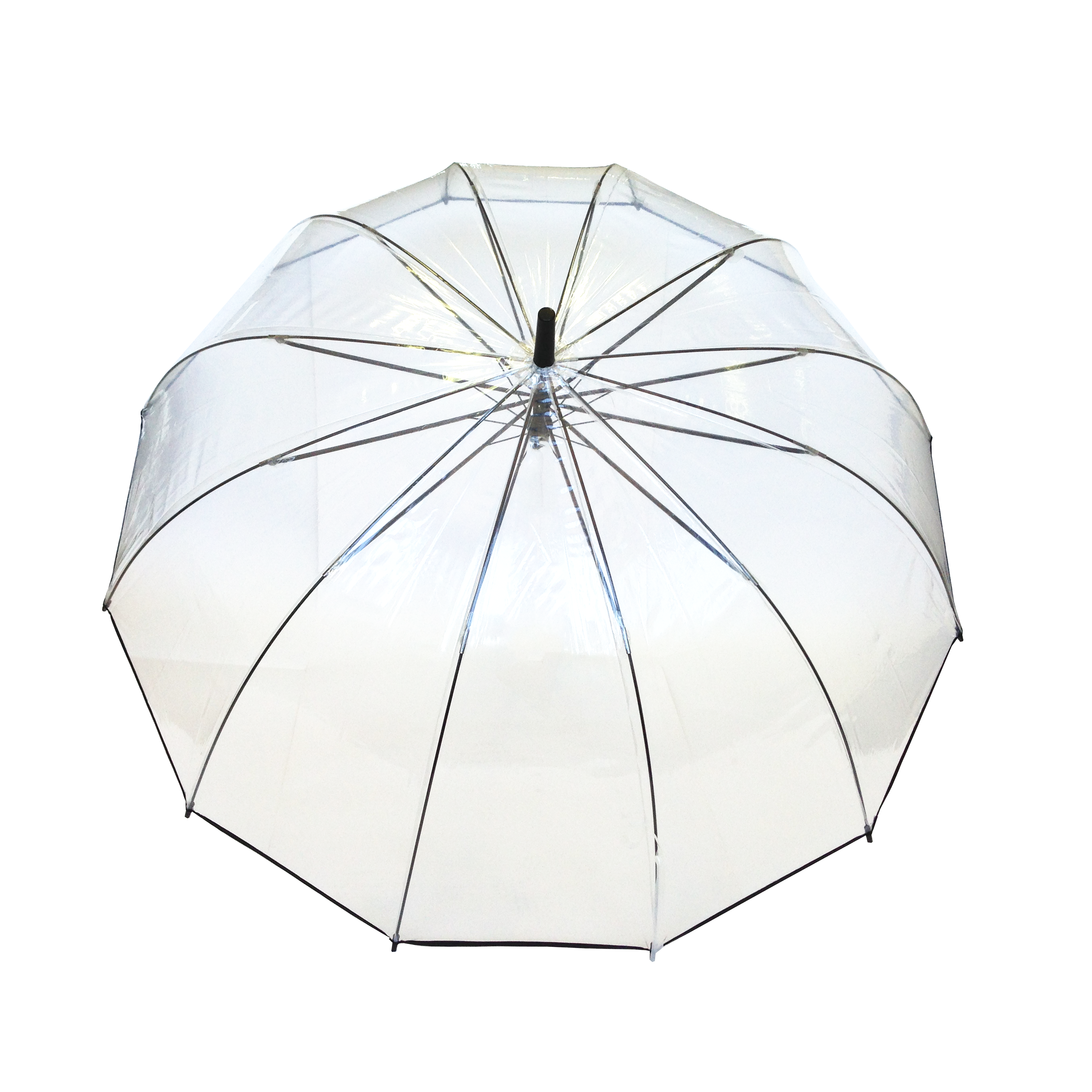 Parapluie droit femme automatique dôme transparent petite bordure noir