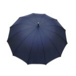 Parapluie droit mixte automatique dôme uni bleu petite bordure beige