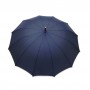 Parapluie droit mixte automatique dôme uni bleu petite bordure beige