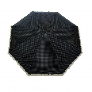Parapluie pliant femme automatique froufrou noir