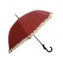 Parapluie droit femme automatique froufrou rouge