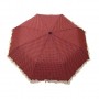 Parapluie pliant femme automatique froufrou rouge