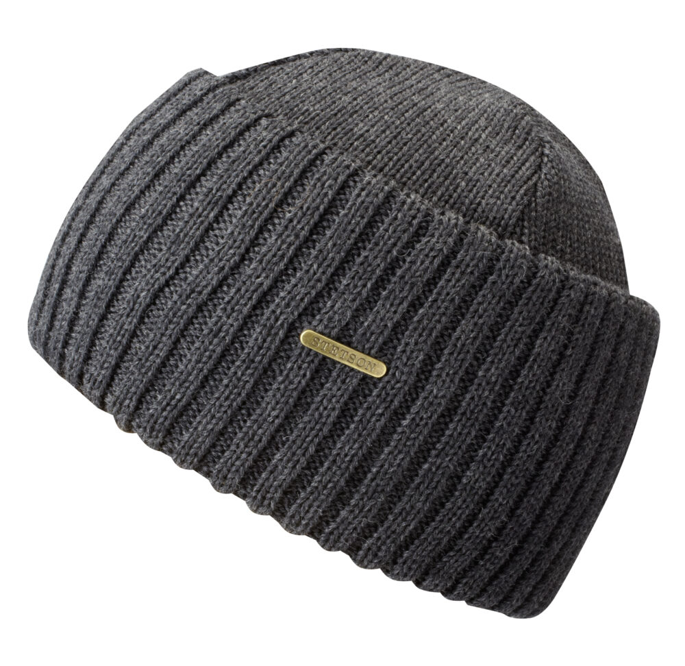 Bonnet en tricot Northport Merino Wool Stetson gris anthracite