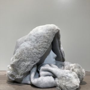 Capuche écharpe polaire et fourrure gris