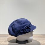 Casquette gavroche lin bleu élastiquée