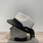 Chapeau trilby blanc-noir paille papier malléable