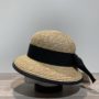 Chapeau cloche paille cousue avec ruban noir