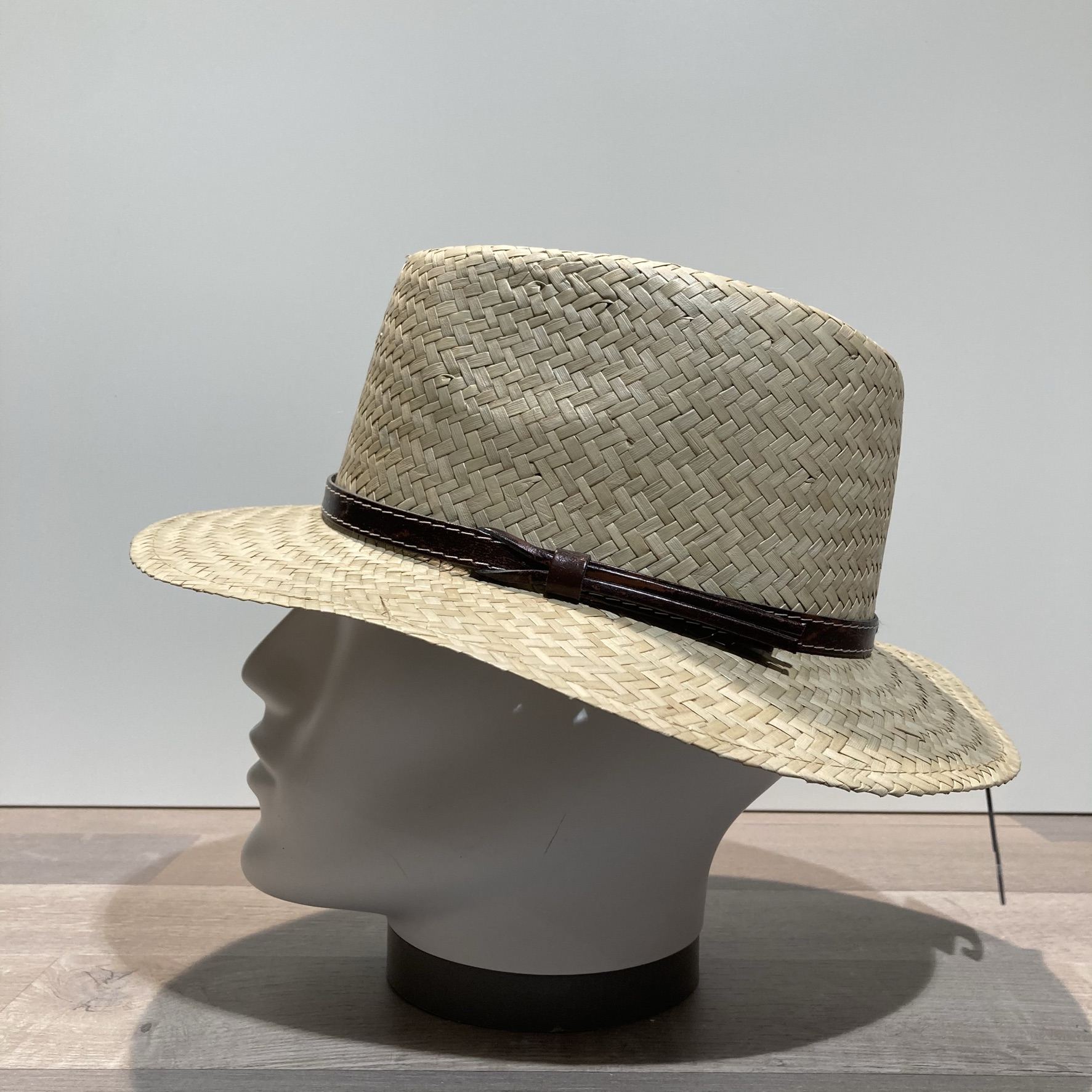 Chapeau paille boucle de ceinture marron - Kausia