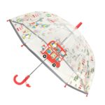 Parapluie droit enfant transparent animaux bordure fluorescente